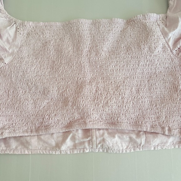 NWT Aeropostale Women's XXL Lilac Smocked Off Shoulder Cropped Top 100% Cotton - Picture 4 of 11